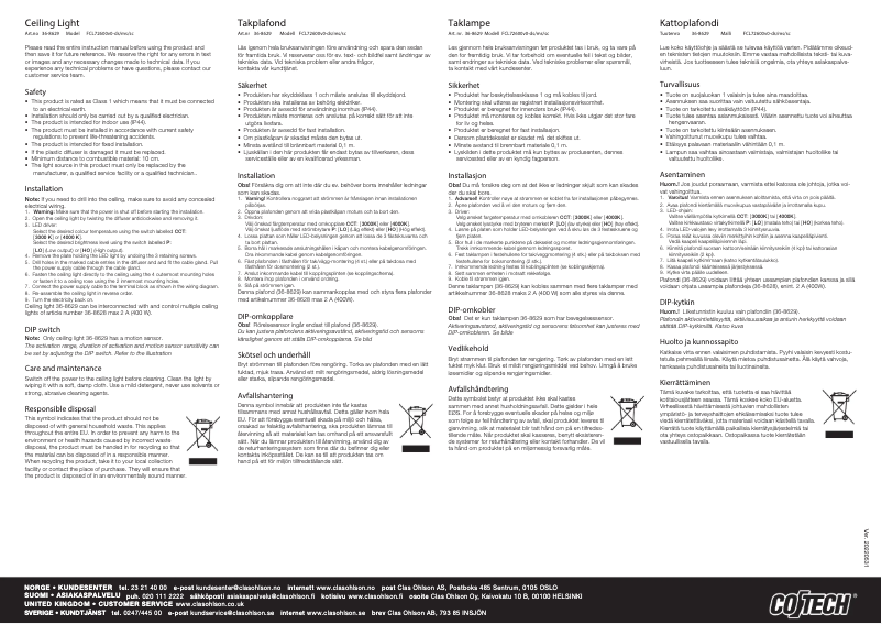 Page 1 de la notice Manuel utilisateur Cotech FCL72600v0-ds