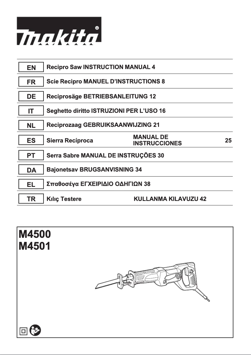 Page 1 de la notice Manuel utilisateur Makita M4501