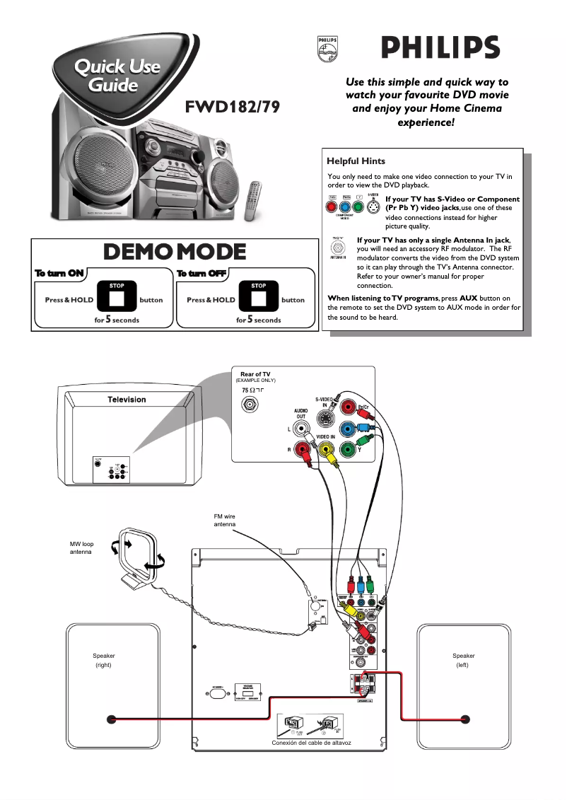 Page n°1 - Guide de démarrage rapide Philips FWD182
