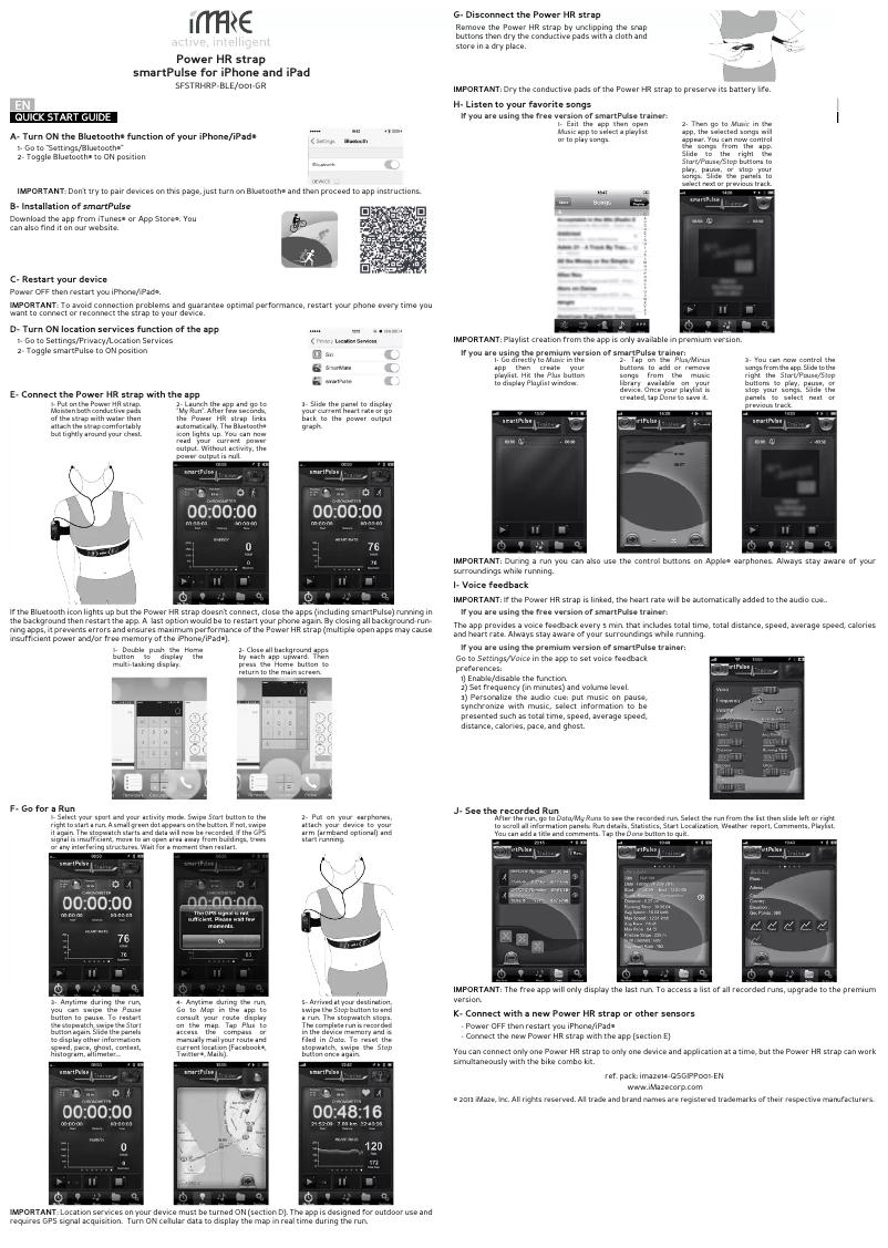 Page n°1 - Manuel utilisateur iMaze Power HR Strap