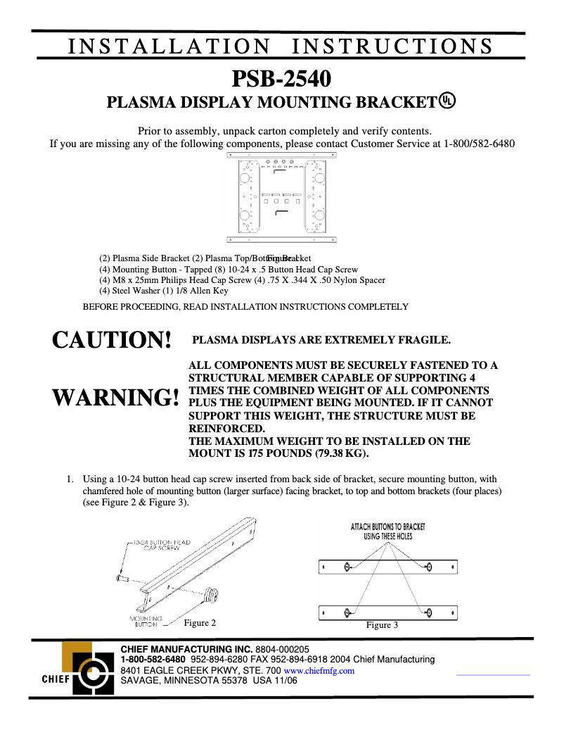 Page n°1 - Manuel utilisateur Chief TPM2540