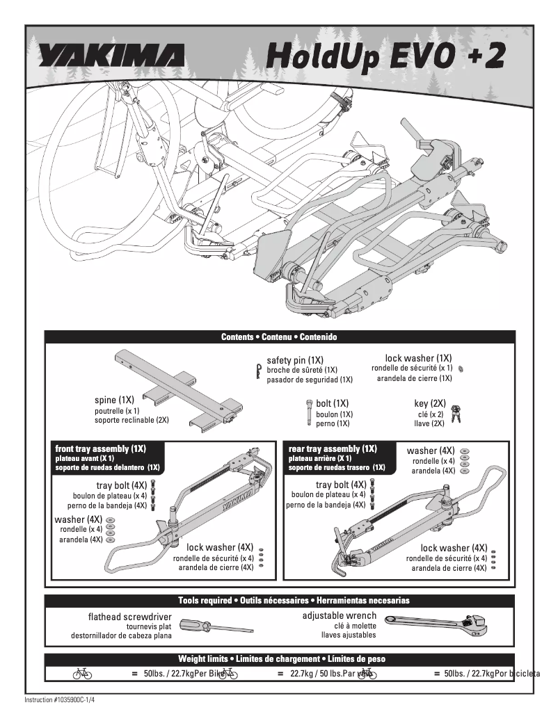 Page 1 de la notice Manuel utilisateur Yakima HoldUp EVO +2