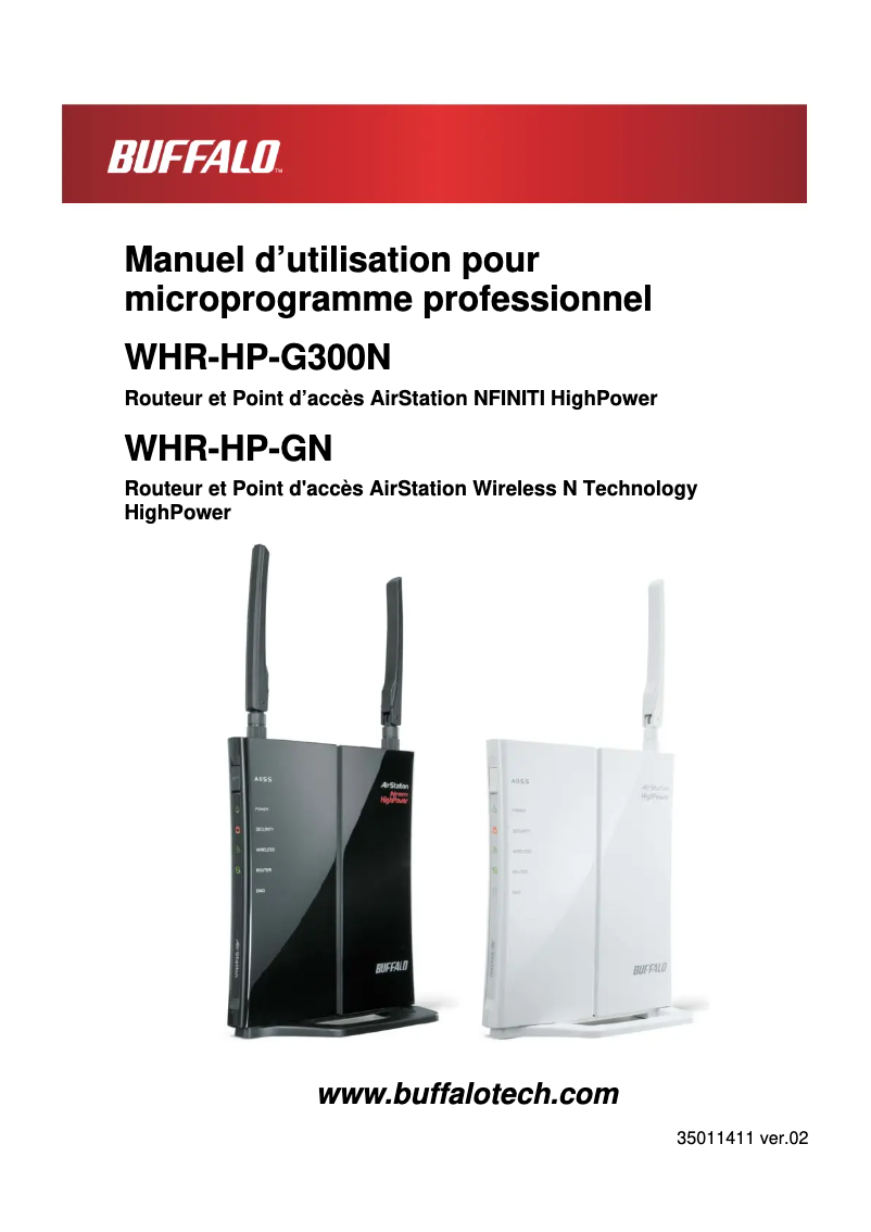 Page 1 de la notice Manuel utilisateur Buffalo WHR-HP-GN