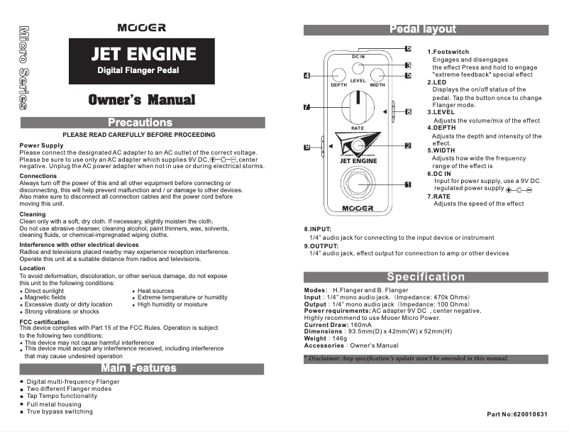Page n°1 - Manuel utilisateur Mooer Jet Engine