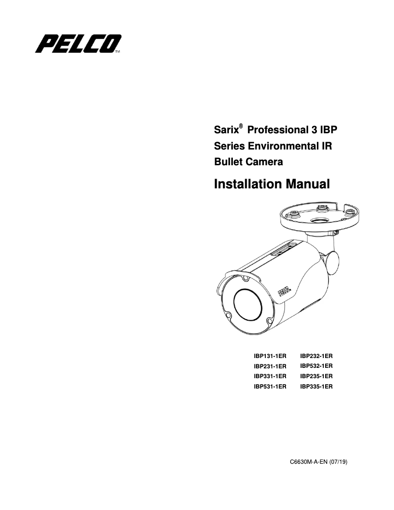 Page 1 de la notice Manuel utilisateur Pelco Sarix Professional IBP531-1ER