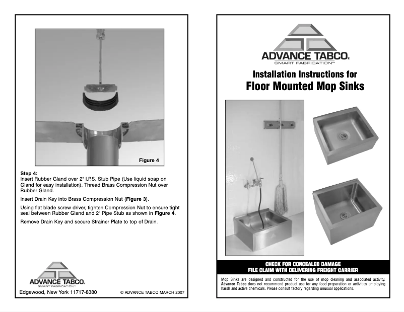 Página 1 del manual Manual de usuario Advance Tabco 9-OP-28