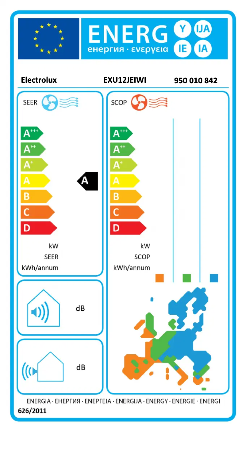 Page n°1 - Label énergétique Electrolux EXU12JEIWI