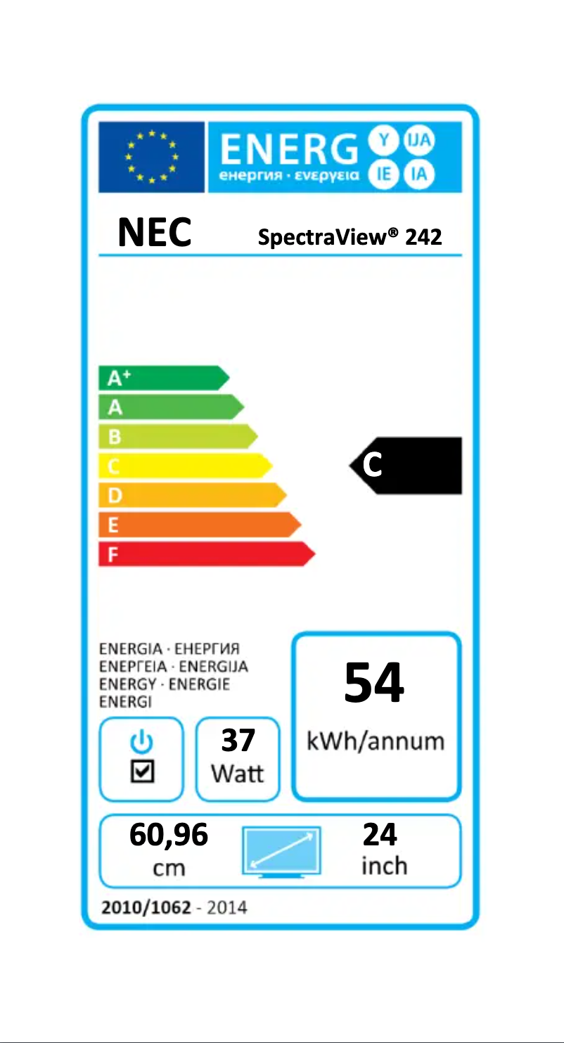 Página 1 del manual Etiqueta energética NEC MultiSync PA242W