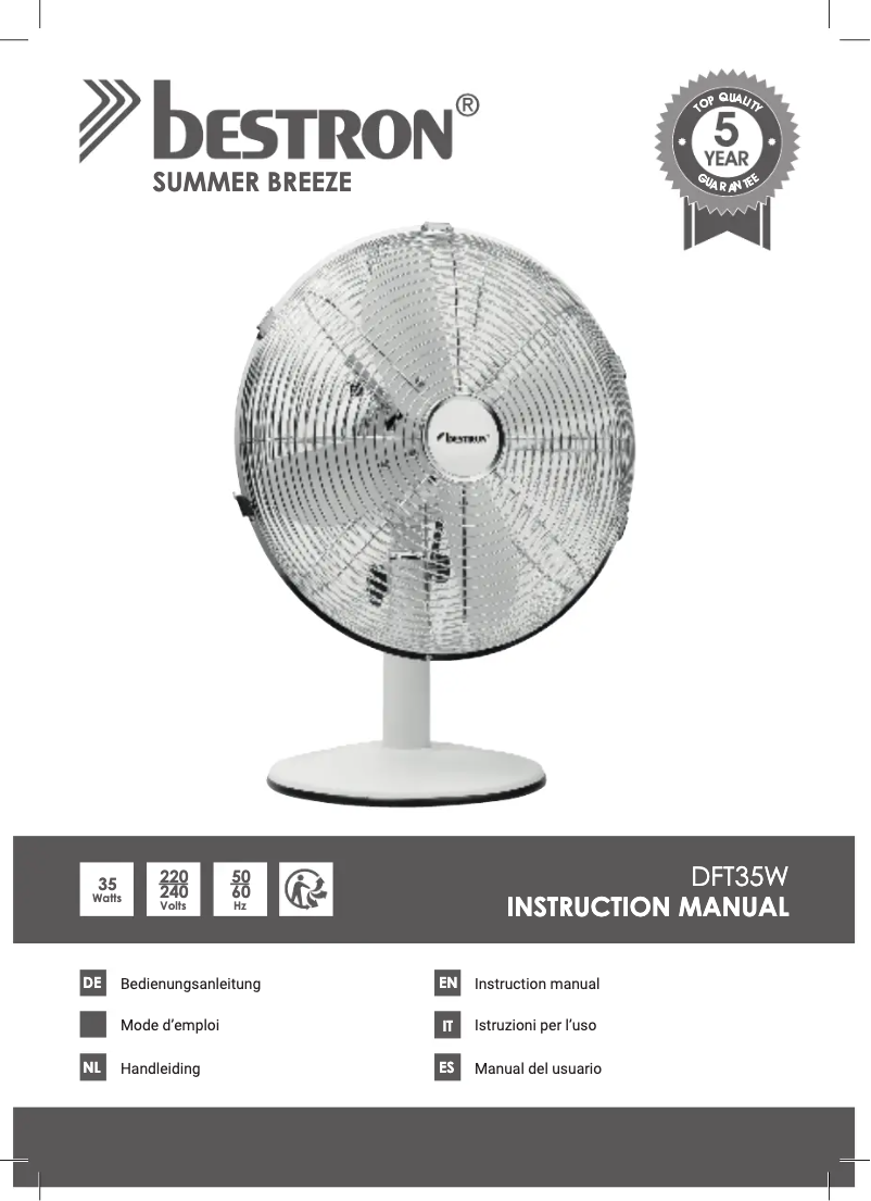 Page n°1 - Manuel utilisateur Bestron DFT35W