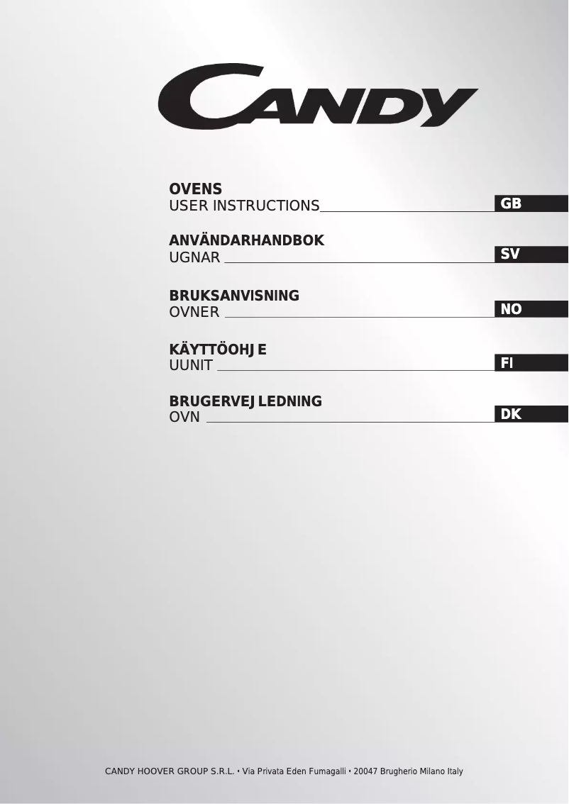 Page 1 de la notice Manuel utilisateur Candy FXP 8291 VX