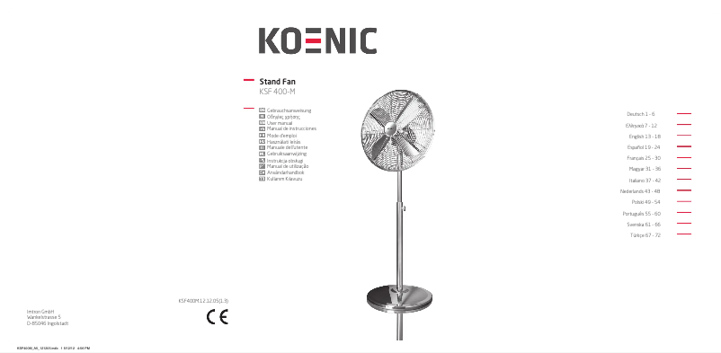 Page n°1 - Manuel utilisateur Koenic KSF 400-M