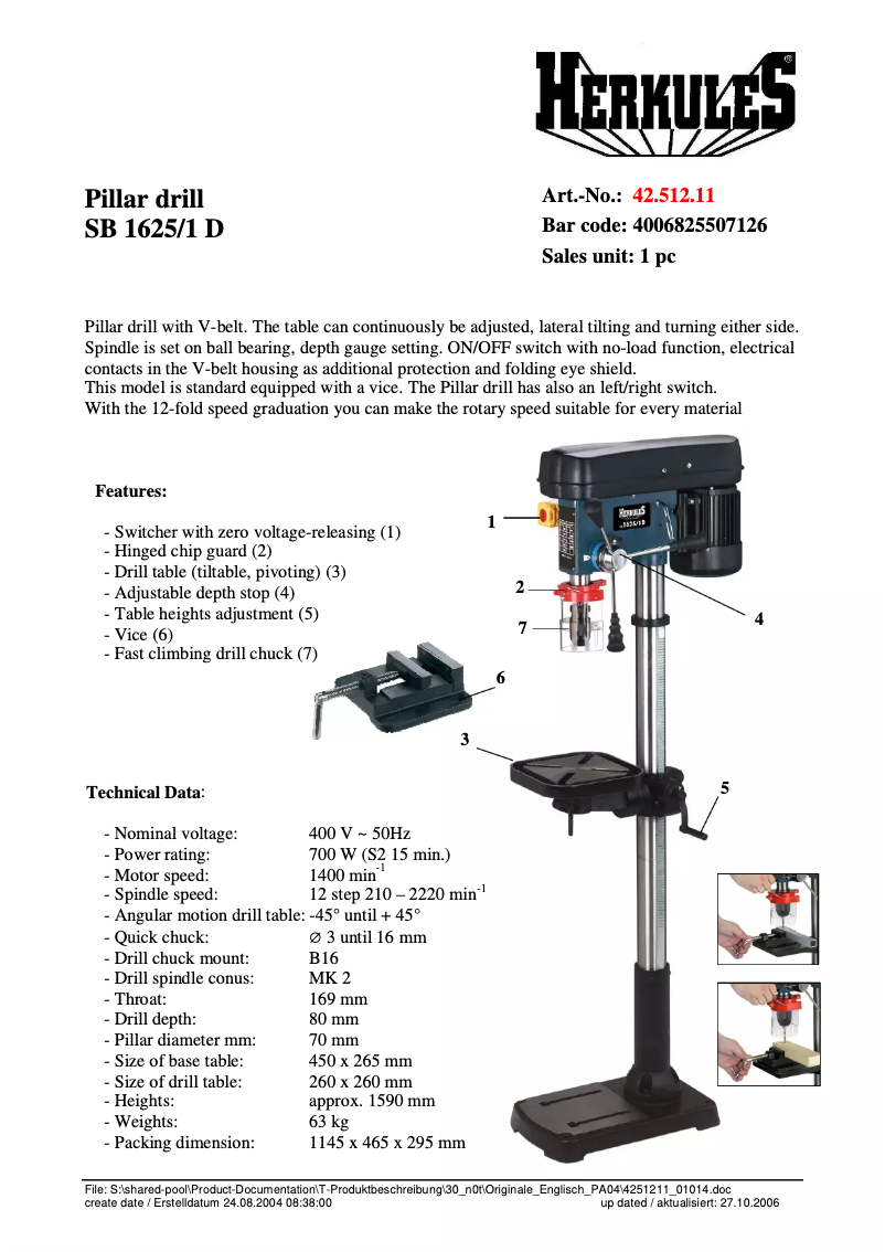 Page 1 de la notice Manuel utilisateur Herkules SB 1625/1D