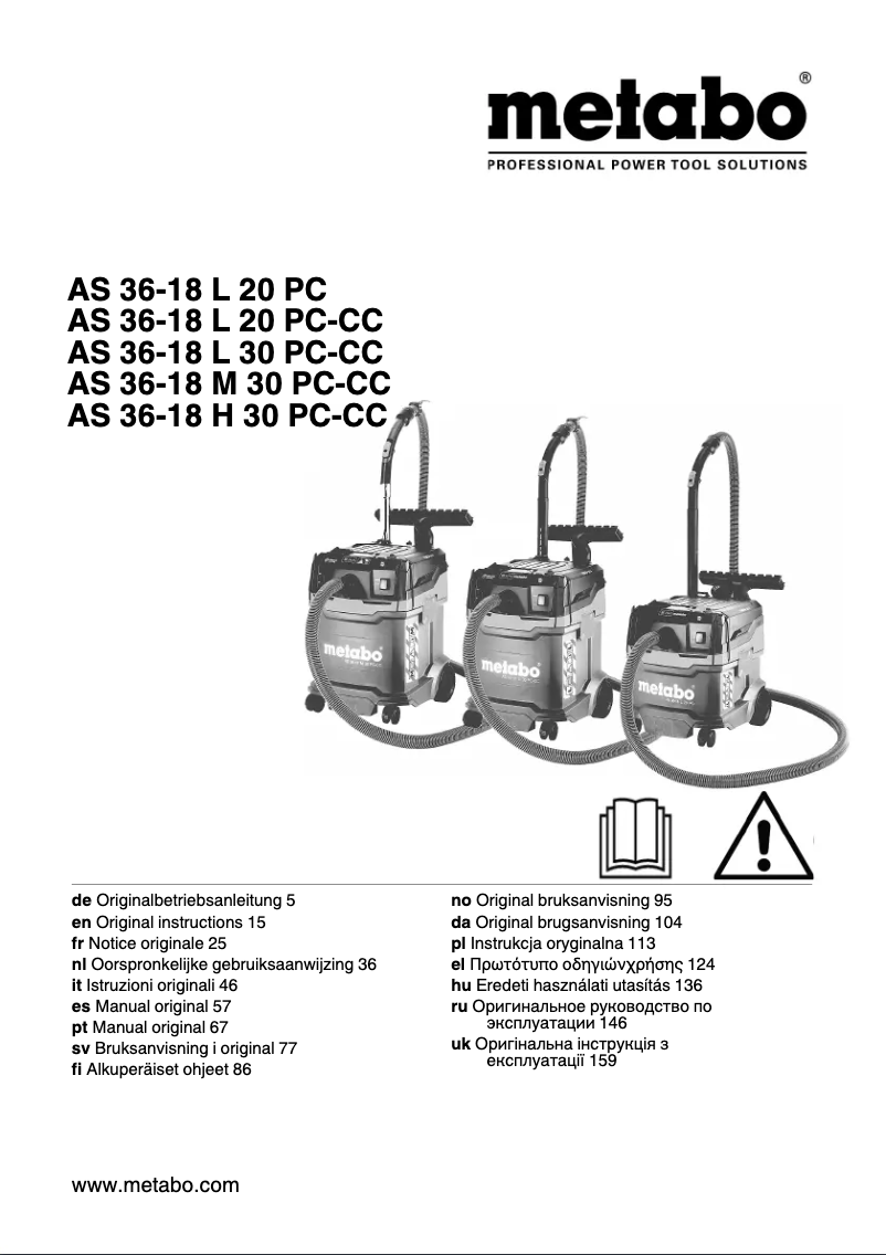 Page n°1 - Manuel utilisateur Metabo AS 36-18 L 20 PC