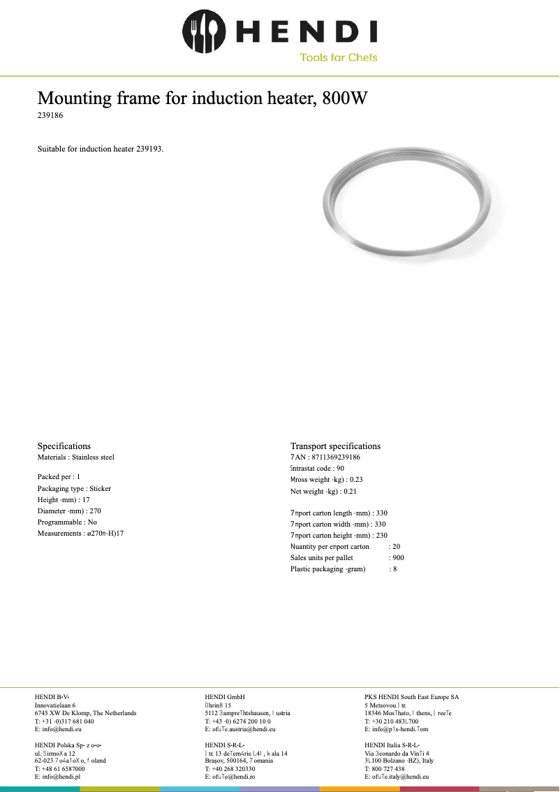 Page 1 de la notice Fiche technique Fine Dine 239186