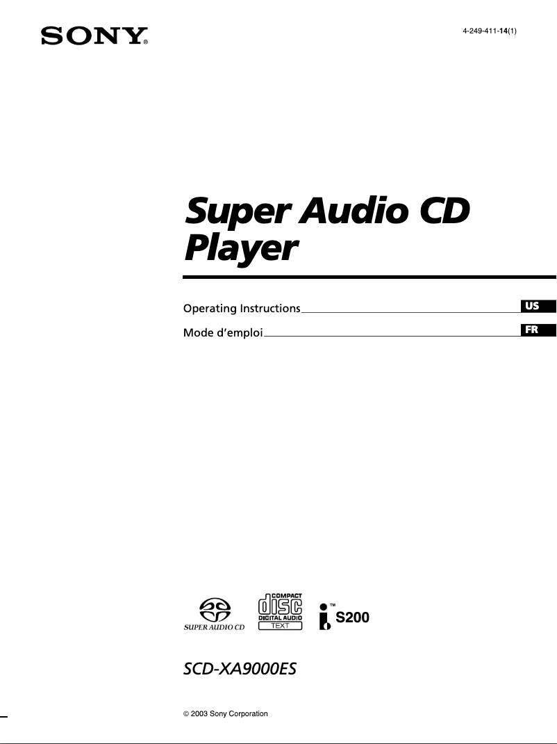 Image de la première page du manuel de l'appareil SCD-XA9000ES