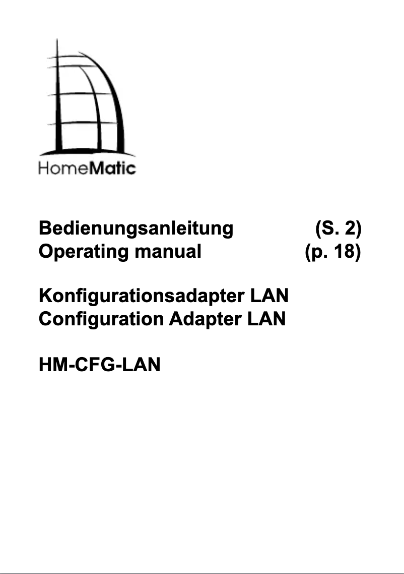 Page n°1 - Manuel utilisateur eQ-3 HM-CFG-LAN