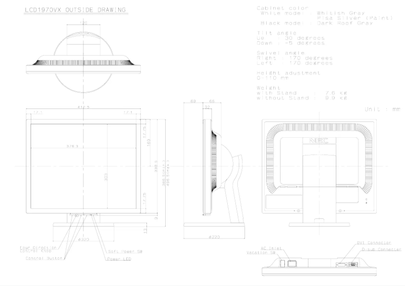 Imagen de la primera página del manual del dispositivo MultiSync LCD1970VX