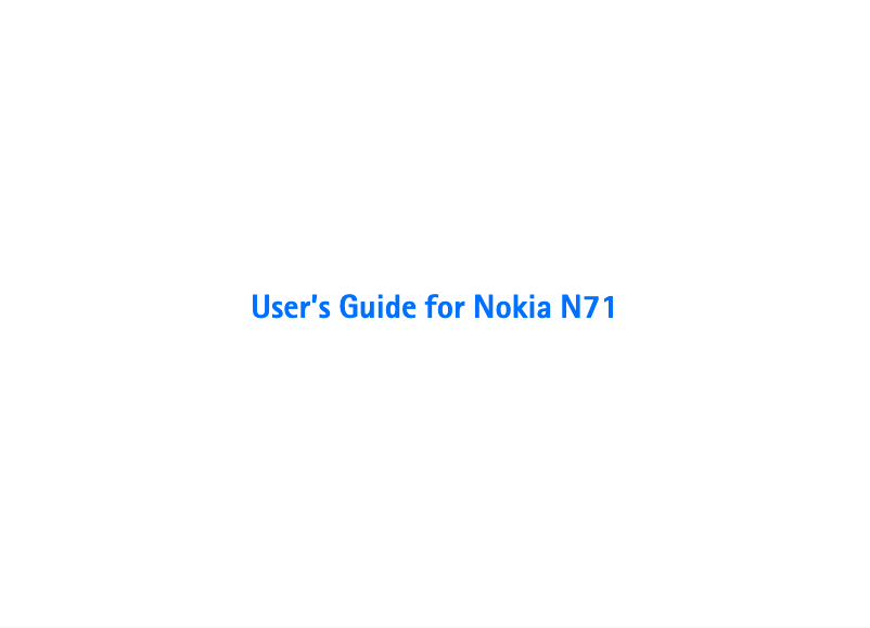 Page n°1 - Manuel utilisateur Nokia N71