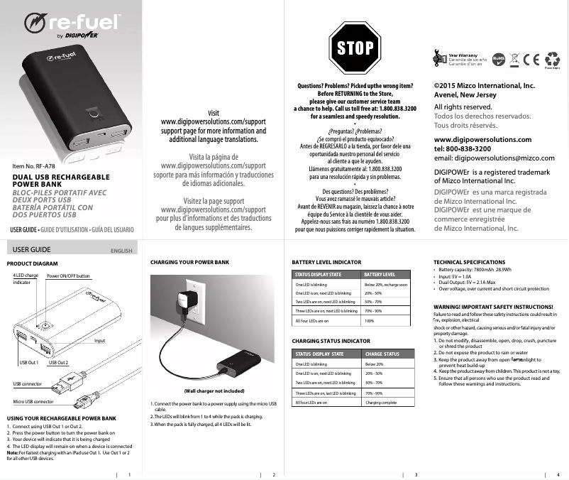 Page n°1 - Manuel utilisateur Mizco The Techie