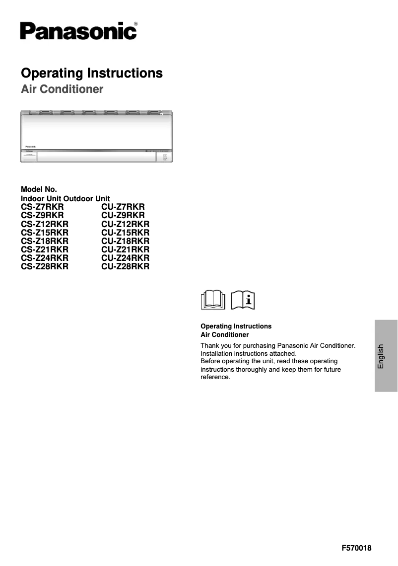 Image de la première page du manuel de l'appareil CU-Z9RKR