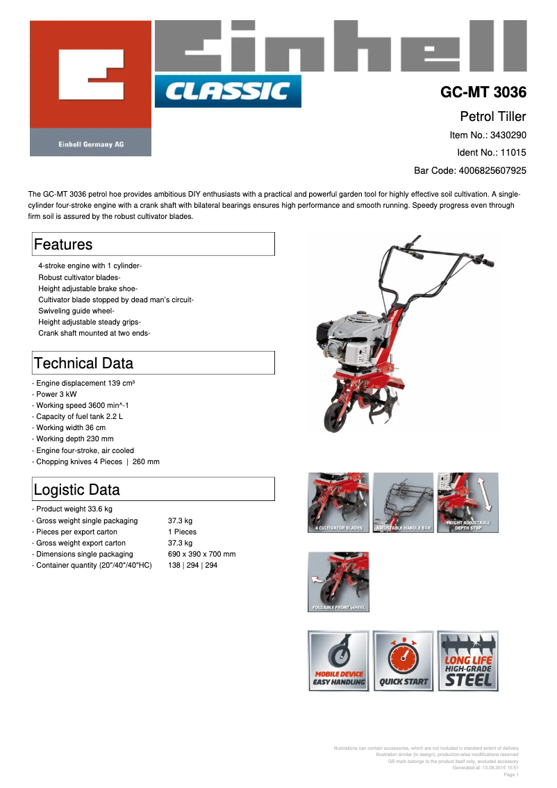 Image de la première page du manuel de l'appareil GC-MT 3036