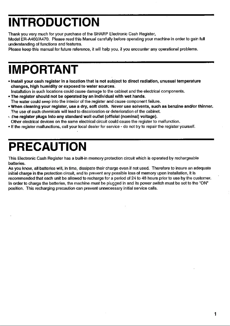 Page 1 de la notice Manuel utilisateur Sharp ER-A470