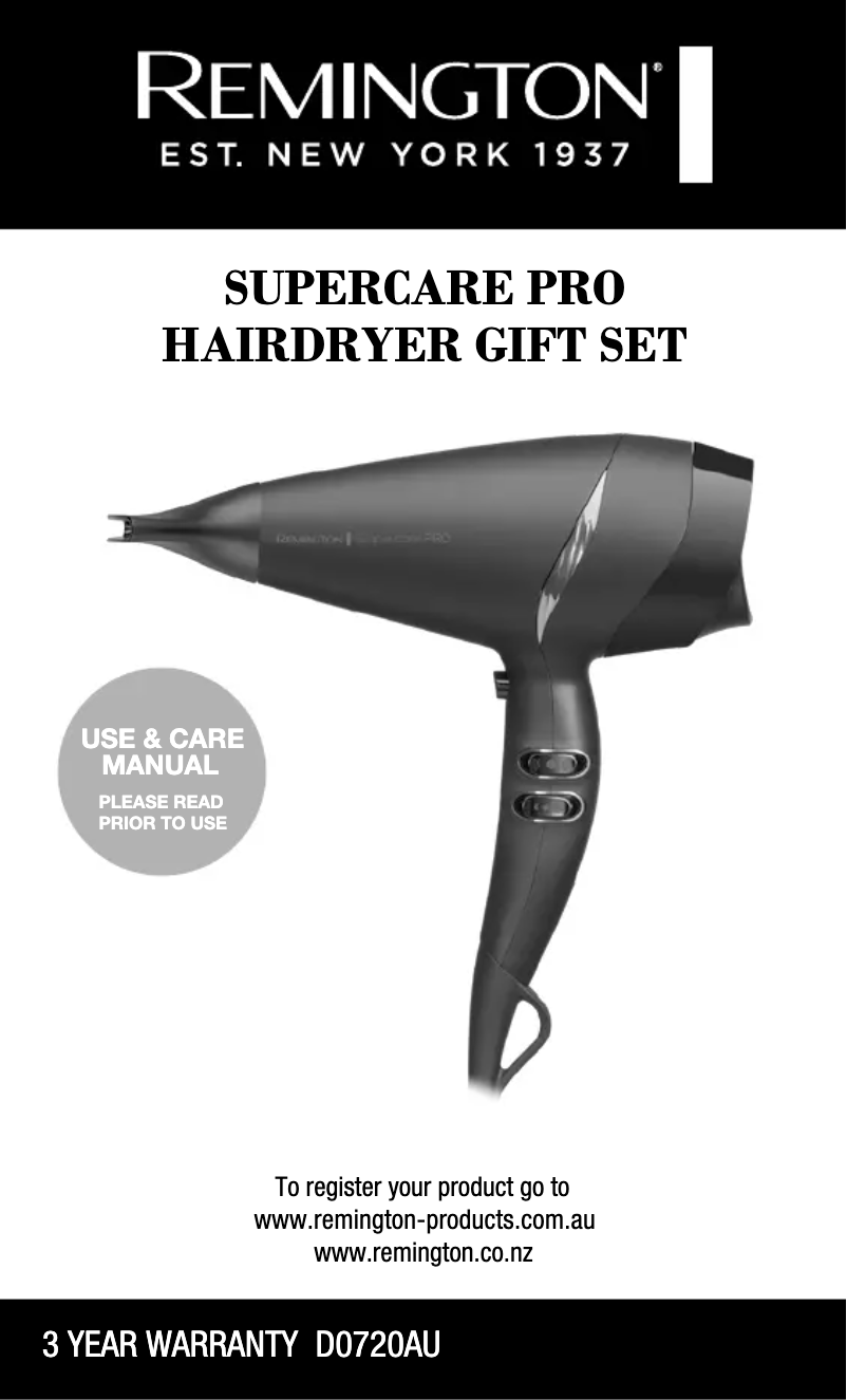 Image de la première page du manuel de l'appareil Supercare Pro D0720AU