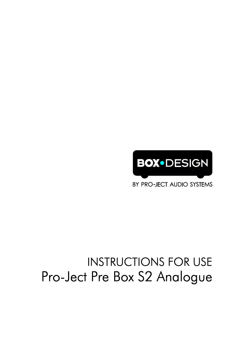 Page 1 de la notice Manuel utilisateur Pro-Ject Pre Box S2 Analogue