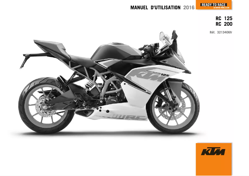 Page 1 de la notice Manuel utilisateur KTM RC 125 (2016)