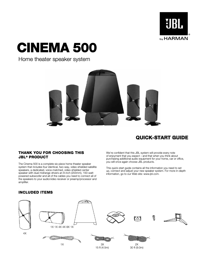 Page n°1 - Manuel utilisateur JBL Cinema 500