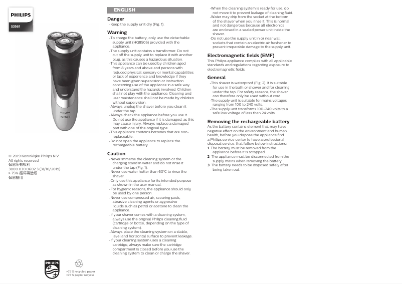 Page n°1 - Manuel utilisateur Philips Heritage Edition S3561