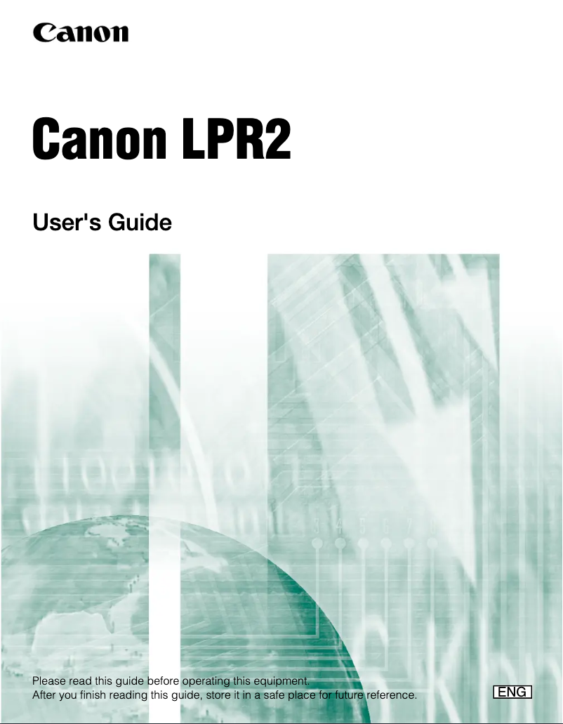 Page n°1 - Manuel utilisateur Canon LPR2