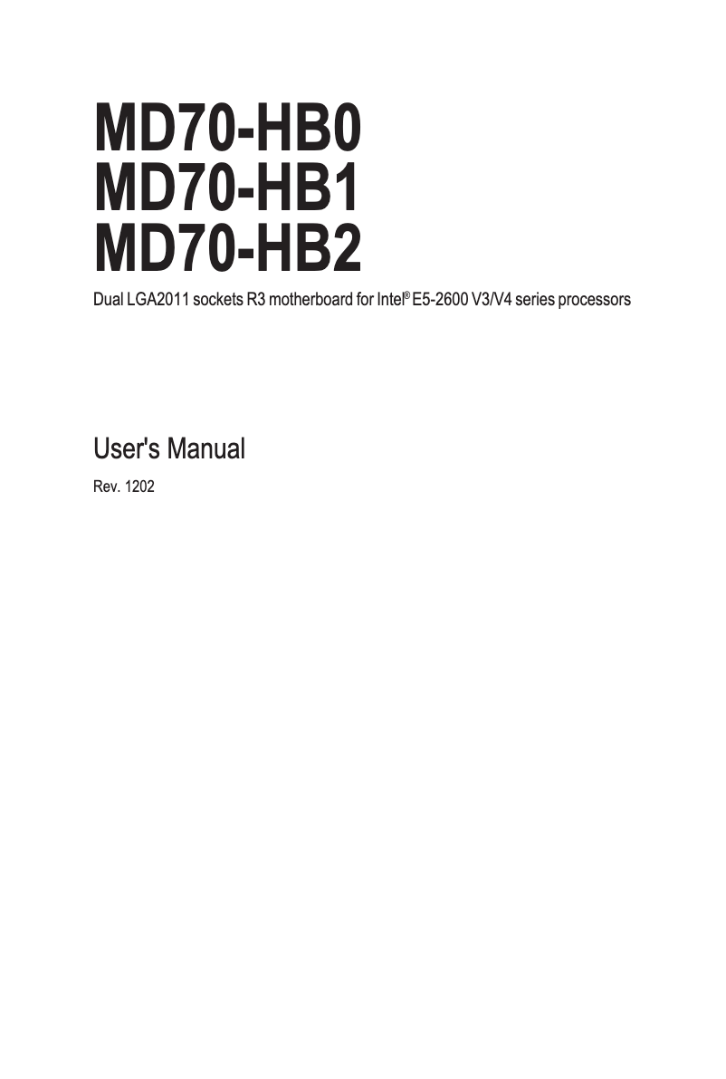 Page 1 de la notice Manuel utilisateur Gigabyte MD70-HB0