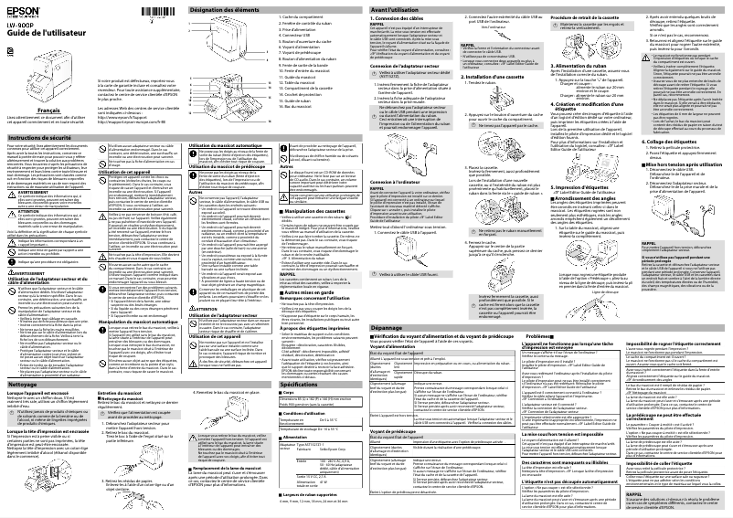Page n°1 - Manuel utilisateur Epson LabelWorks LW-900P