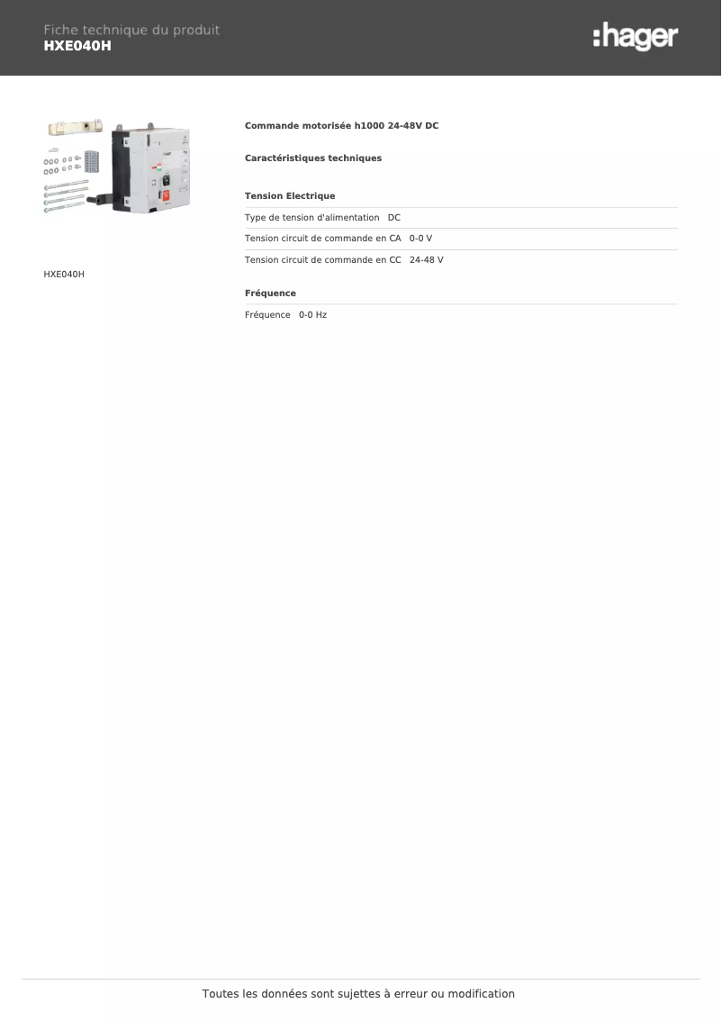 Image de la première page du manuel de l'appareil HXE040H