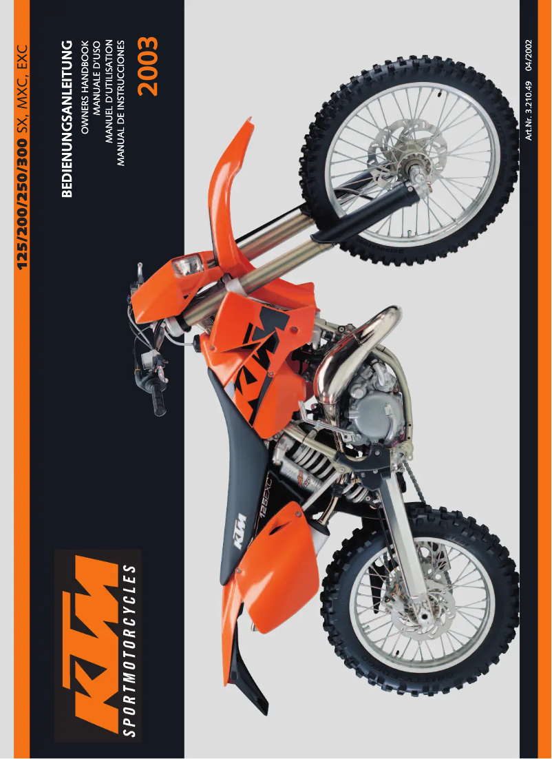 Page n°1 - Manuel utilisateur KTM 125 EXC (2003)