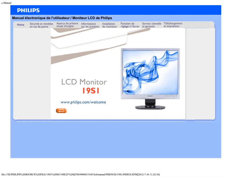 Page n°1 - Manuel utilisateur Philips Brilliance 19S1SS