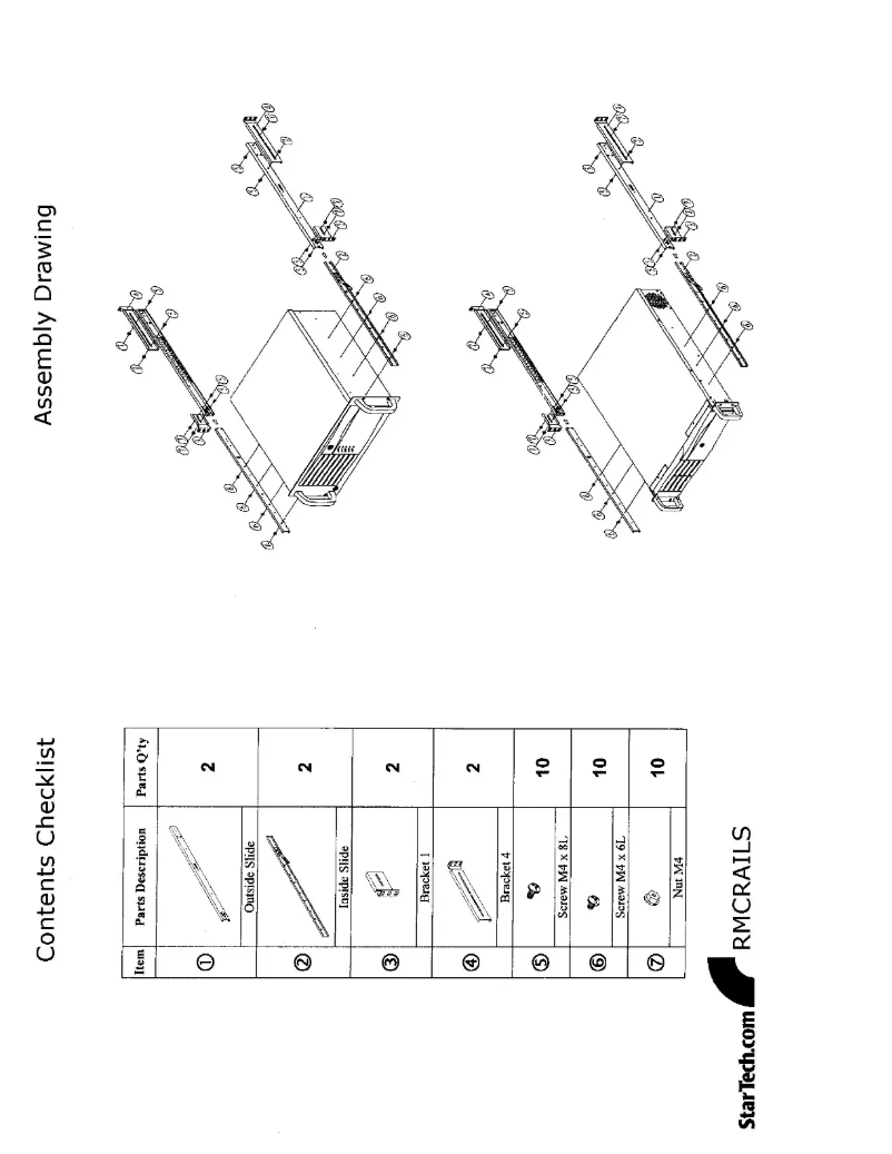 Page n°1 - Manuel utilisateur StarTech.com RMCRAILS