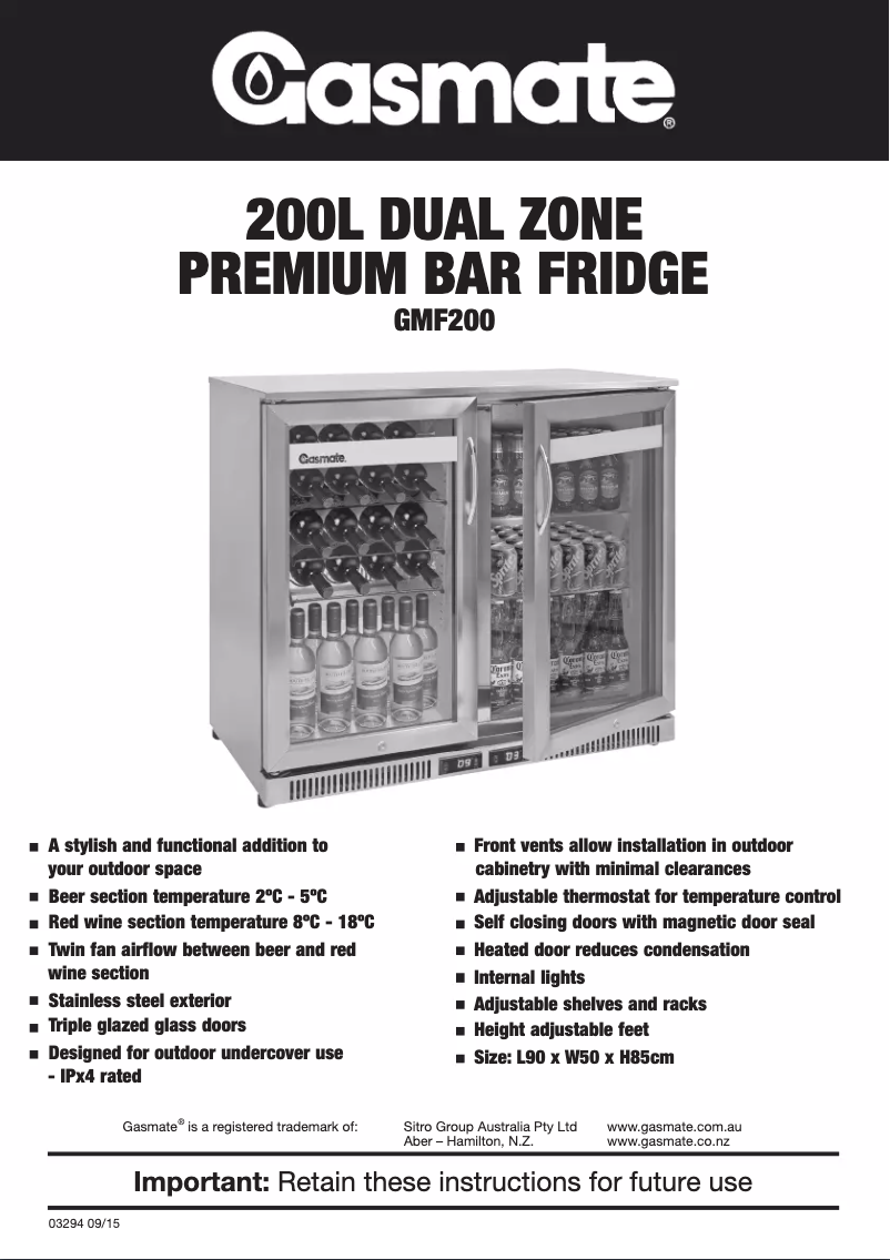 Page n°1 - Manuel utilisateur Gasmate GMF200
