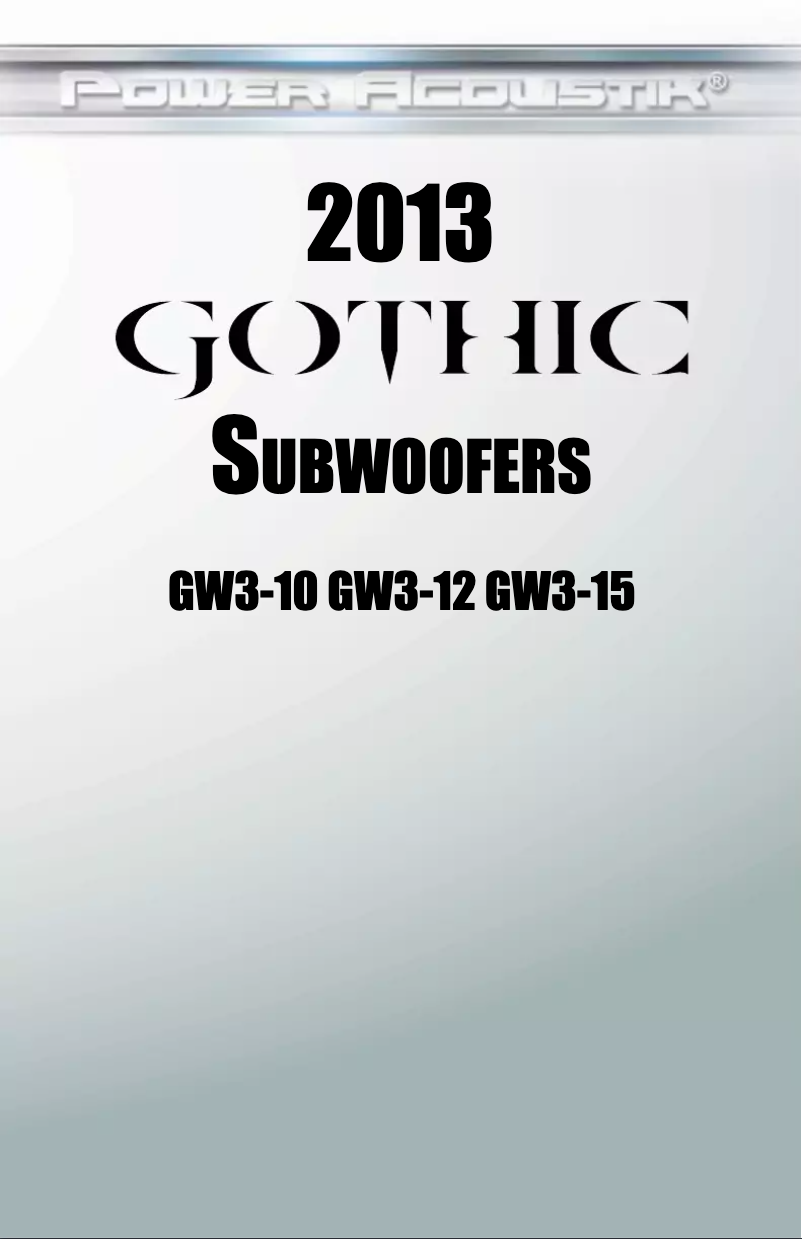 Page n°1 - Manuel utilisateur Power Acoustik Gothic GW3-12