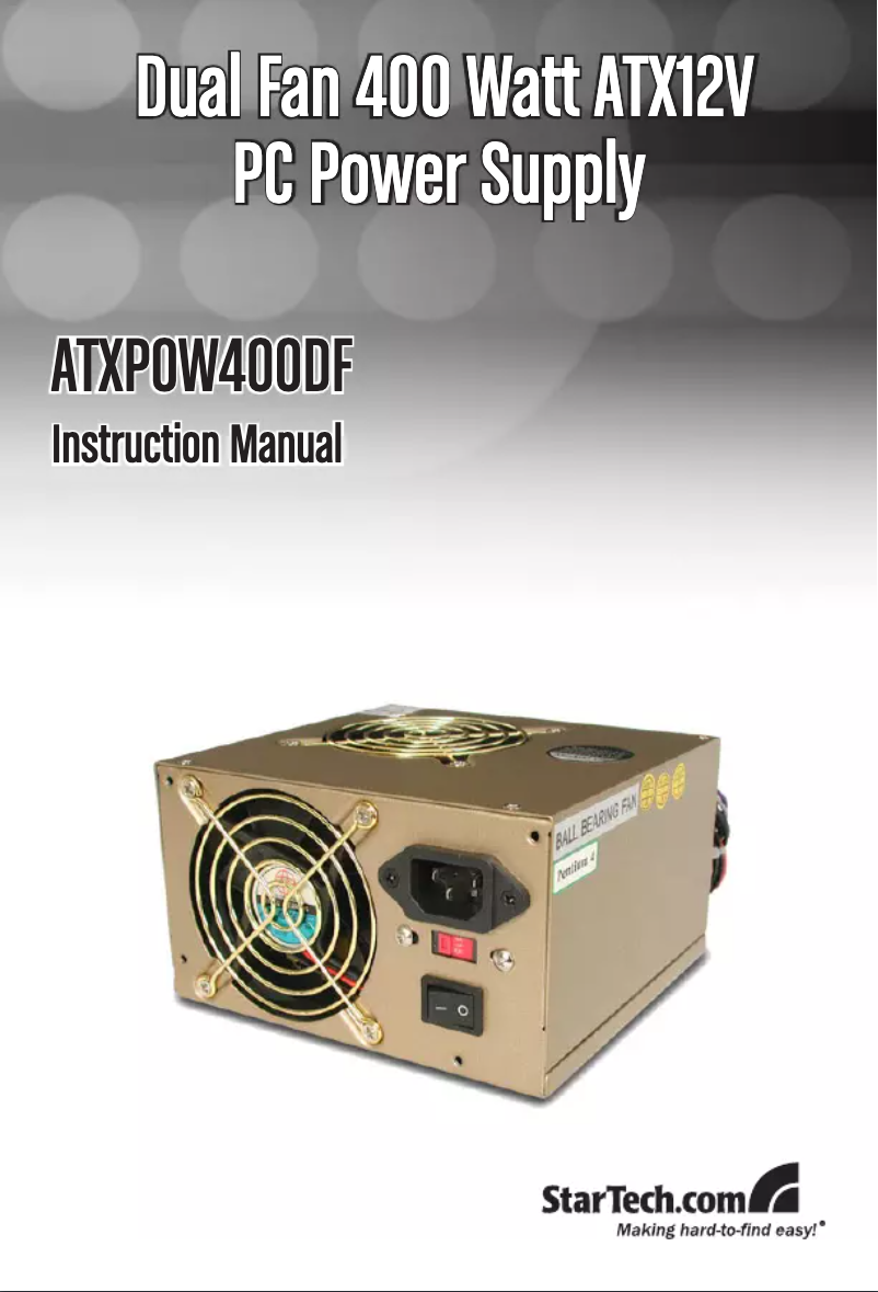 Page n°1 - Manuel utilisateur StarTech.com ATXPOW400DF