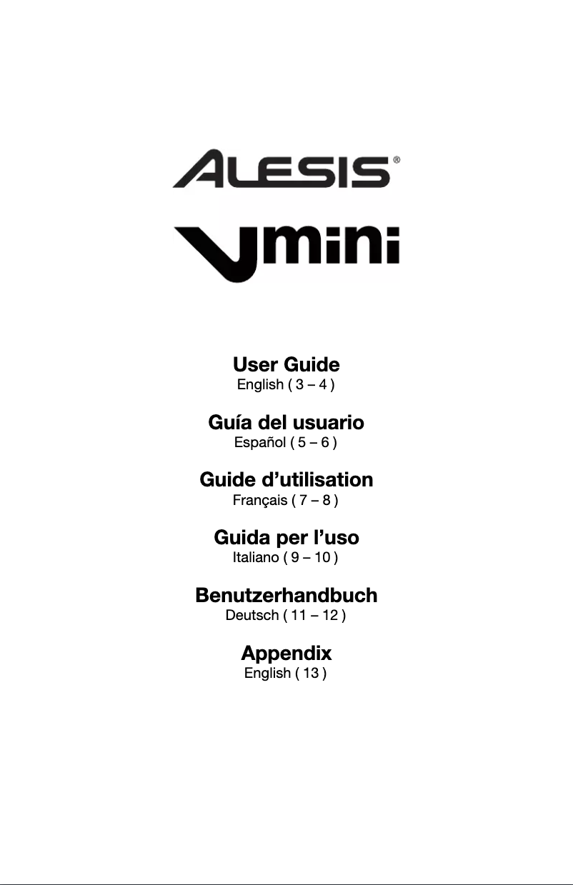 Page 1 de la notice Manuel utilisateur Alesis VMINI