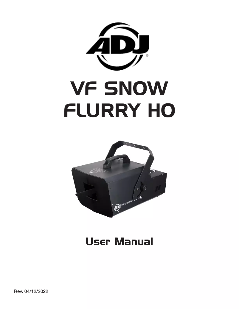 Imagen de la primera página del manual del dispositivo VF Snow Flurry HO