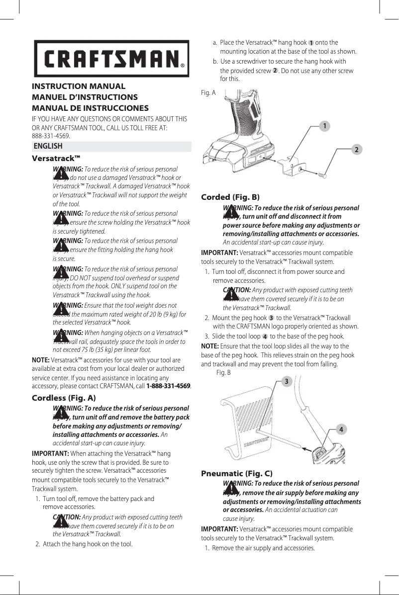 Page 1 de la notice Manuel utilisateur Craftsman CMSTE8VT