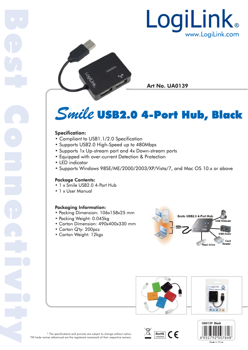 Page 1 de la notice Manuel utilisateur LogiLink UA0139