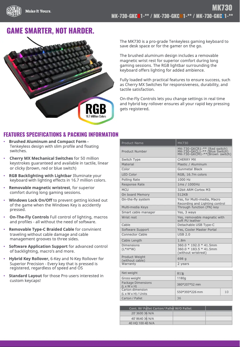 Page 1 of the manual User Manual Cooler Master MK730