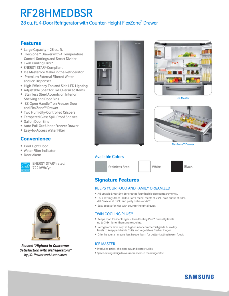 Page 1 de la notice Fiche technique Samsung RF28HMEDB