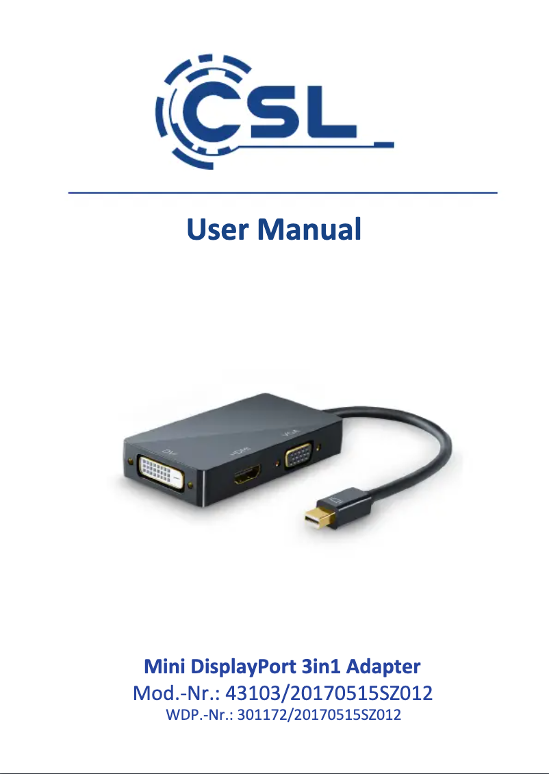 Page n°1 - Manuel utilisateur CSL 301172