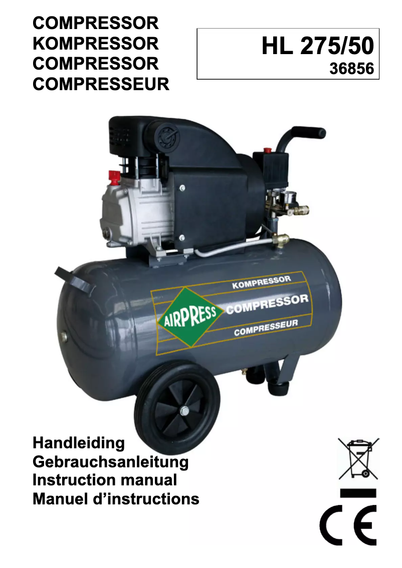 Page 1 de la notice Manuel utilisateur Airpress HL 275/50