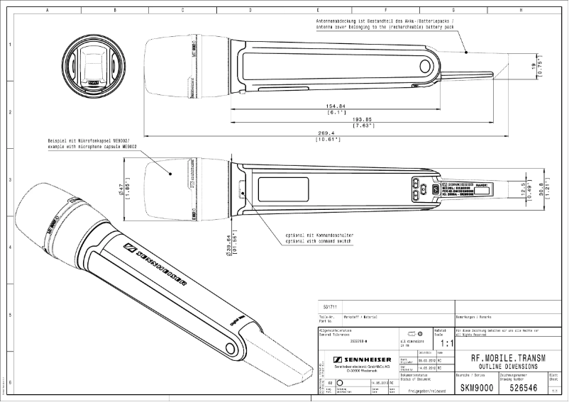 Page n°1 - Dessin technique Sennheiser SKM 9000